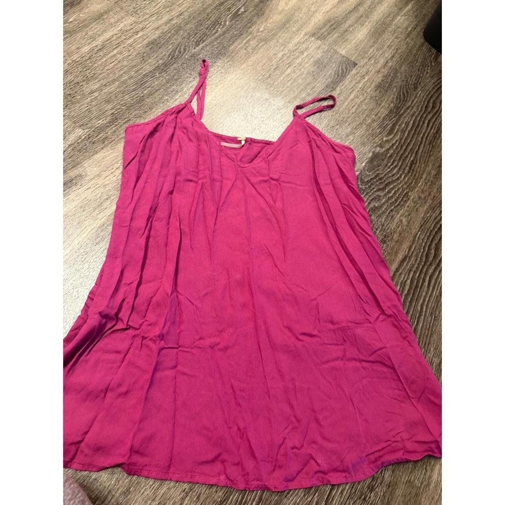 Free People Magenta Pink V-Neck Cami Tank Top Adjustable Straps XL